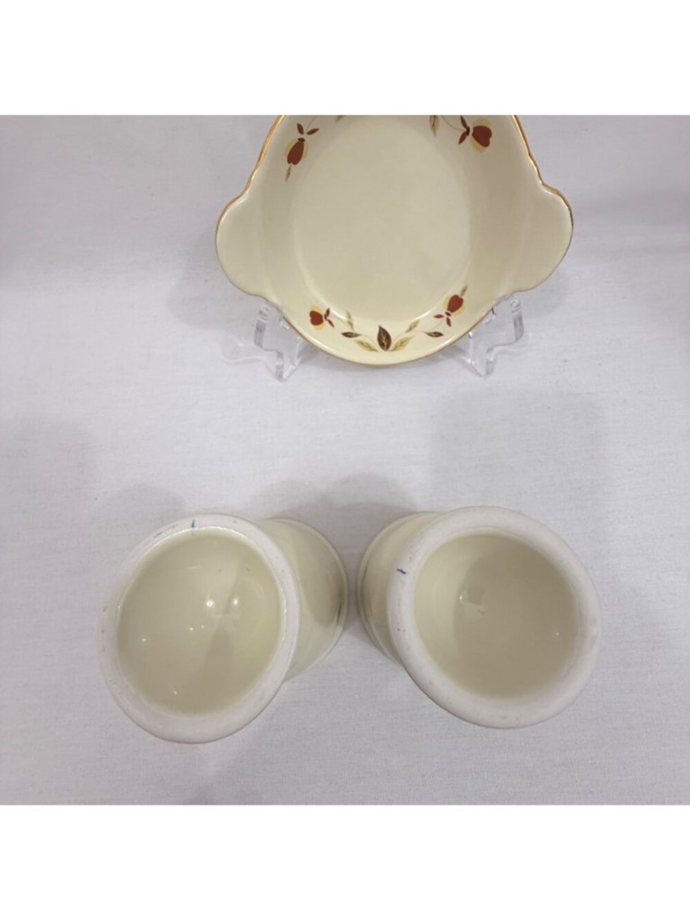 Hall NALCC Autumn Leaf 1997 Double egg cups & 2015 Shirred egg plate appears unu - Picture 4 of 16
